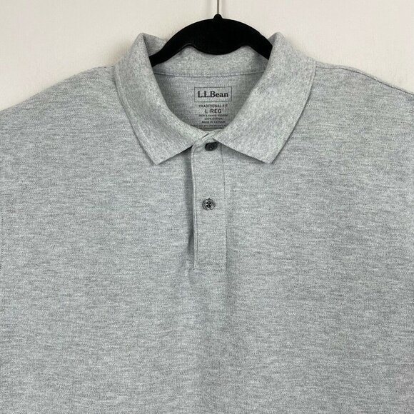 L.L. Bean Polo Banded Short Sleeve Without Pocket Men's Traditional Large Gray - Picture 2 of 8